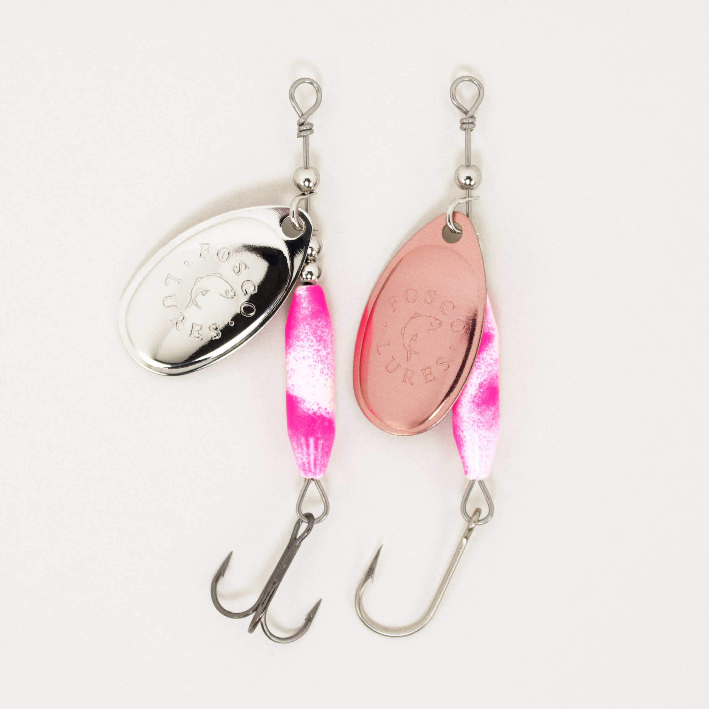 Fosco Handmade Fishing Lures • White/Pink Spinner • Made in Canada ...