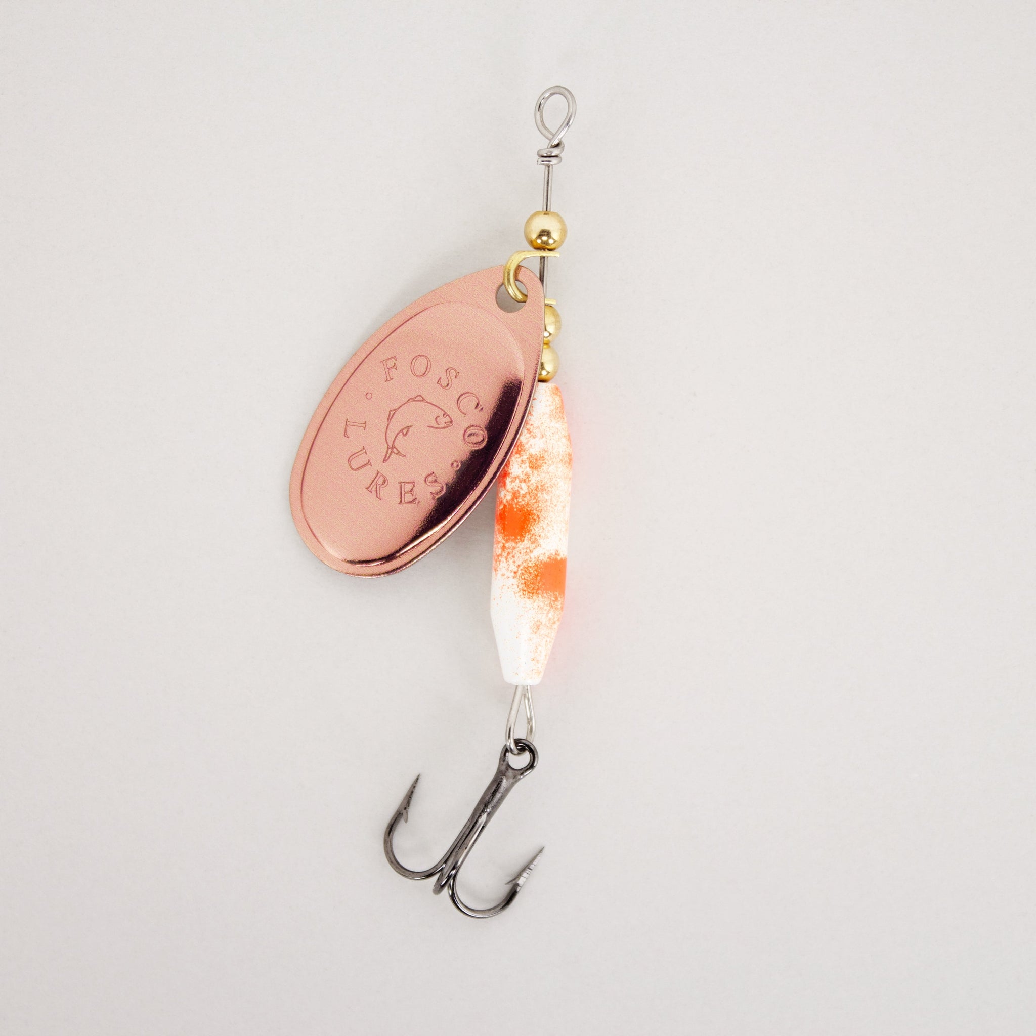 Handmade Spinner Fishing Lure Orange W/ Nickel Blade Inline