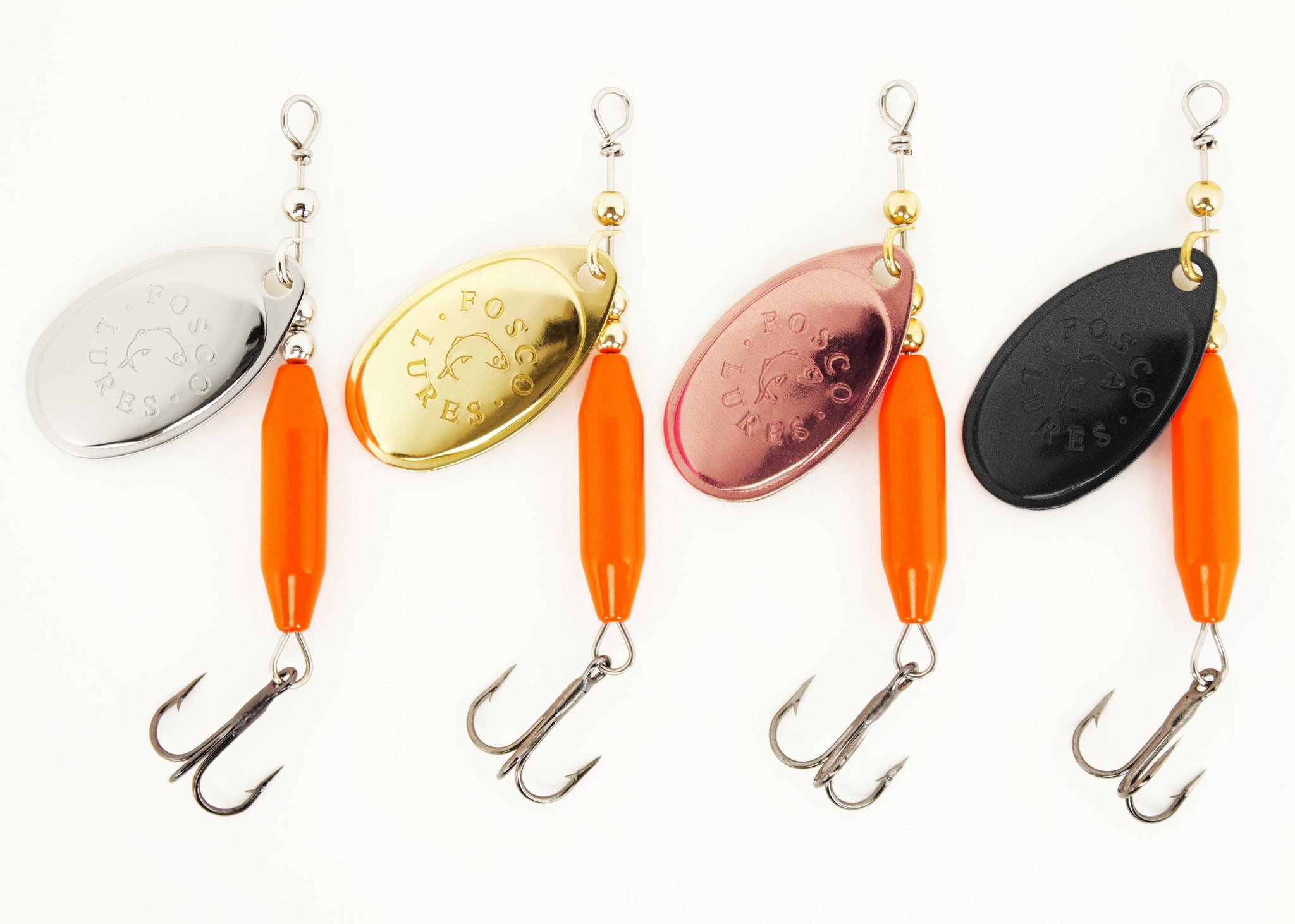 Fosco Handmade Fishing Lures • Brite Orange Inline Spinner • Made