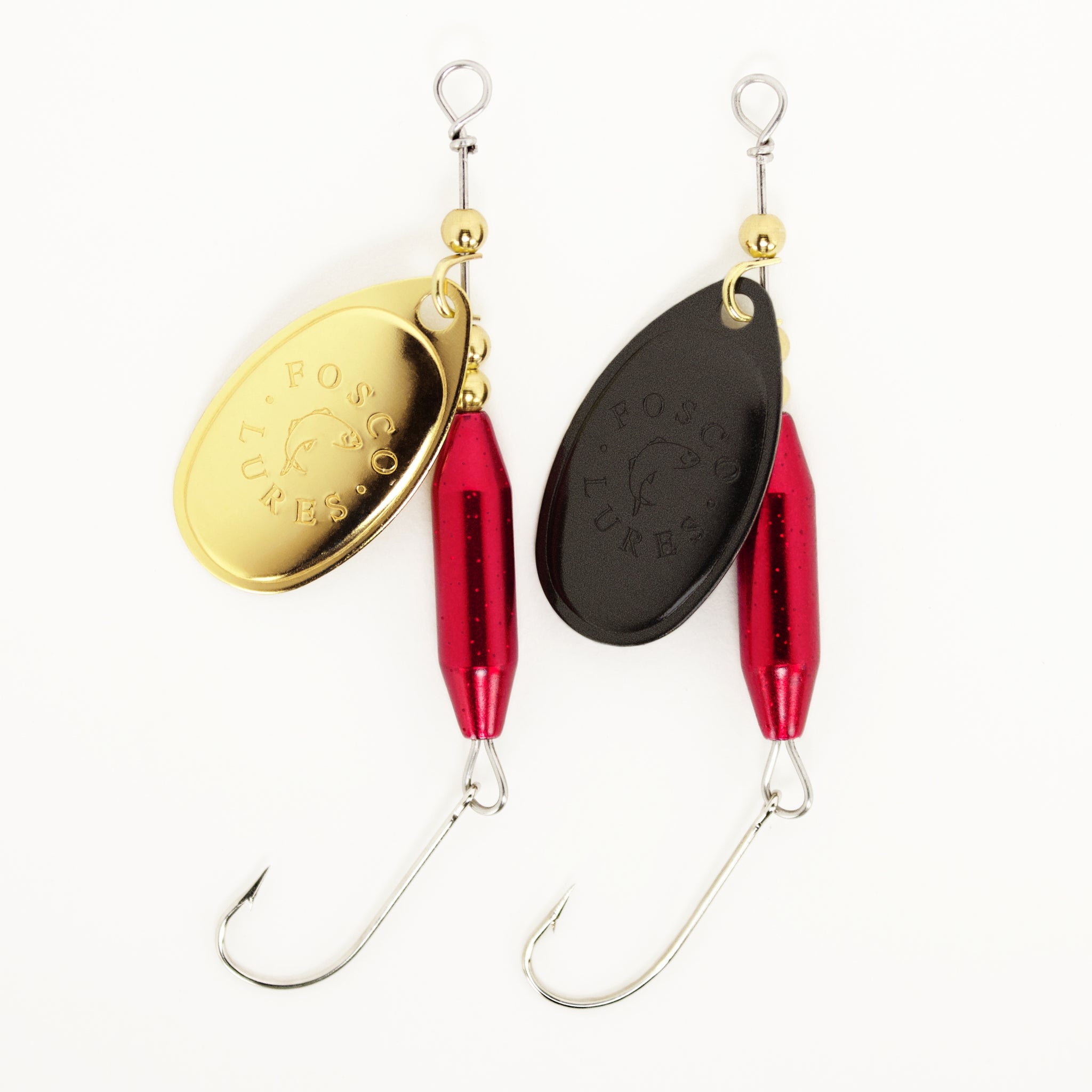 Fosco Handmade Fishing Lure • Pigeon Blood Red Inline Spinner • Single Hook  • Made By Hand In Canada – Fosco Fishing Lures